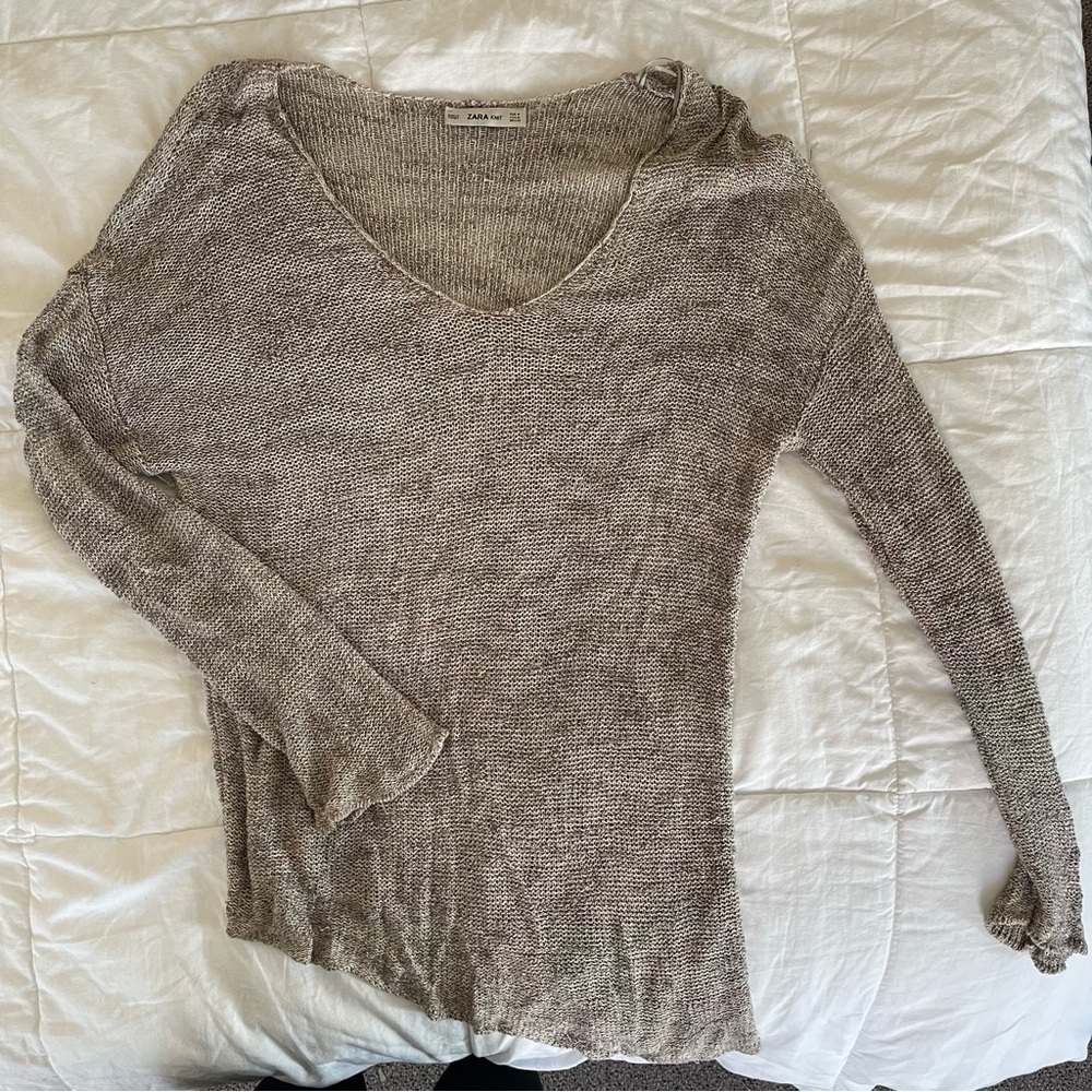 ZARA knit grey scoop neck sweater